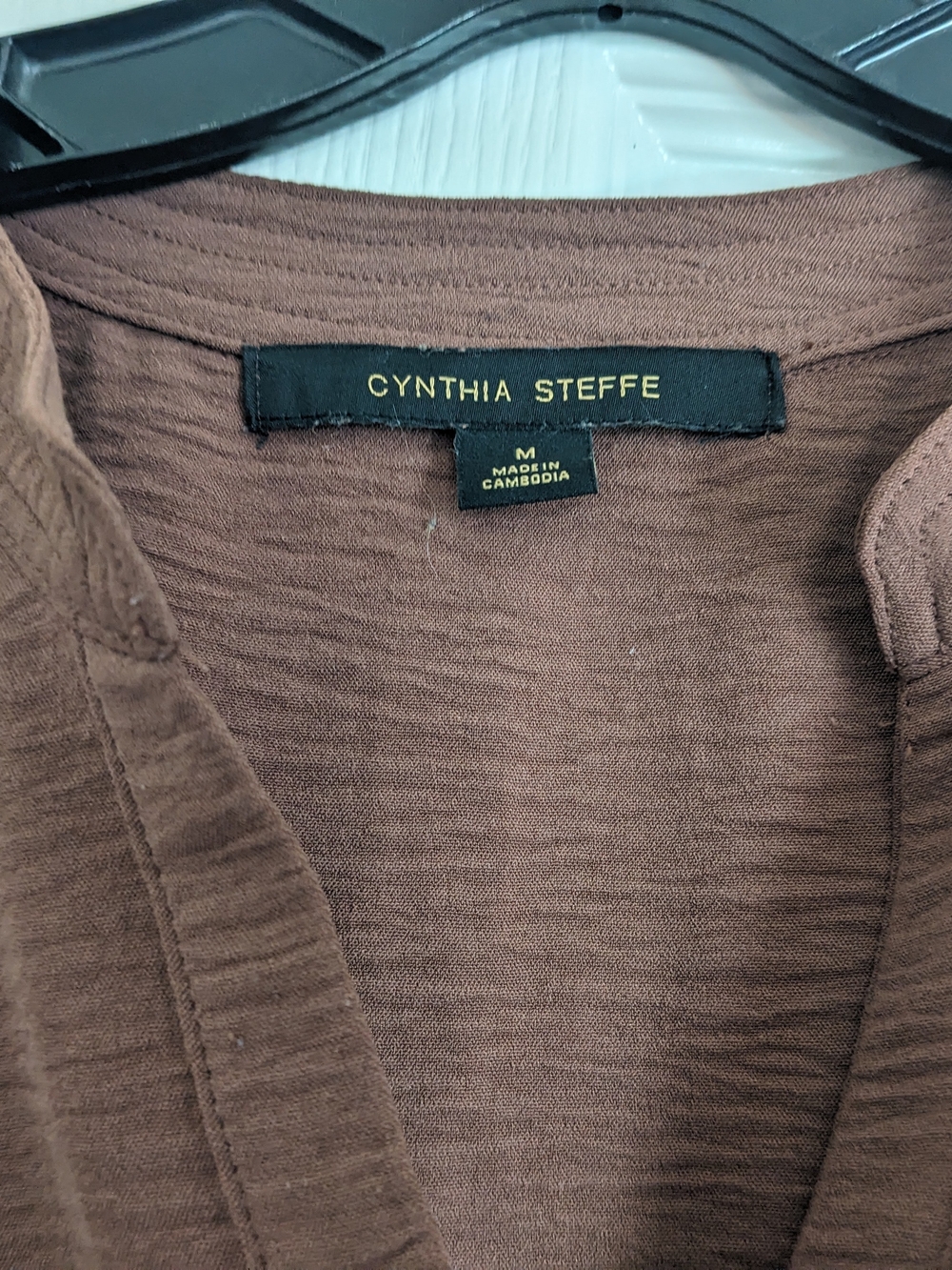 Cynthia Steffe Brown Short-Sleeve V-Neck Blouse - Picture 3 of 4